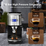 Auseo 20 Bar Semi-Automatic Coffee Maker, Espresso Machine, Steam Milk Foam for Home/Office/Cafe, Black