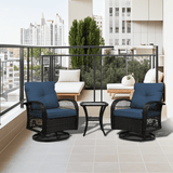 3 Pieces Patio Furniture Set, Outdoor Wicker Patio Chairs with Thick Cushions and Glass Coffee Table, Modern PE Rattan Conversation Set, Patio Bistro Set for Porch, Deck, Yard, and Garden