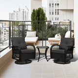 3 Pieces Patio Furniture Set, Outdoor Wicker Patio Chairs with Thick Cushions and Glass Coffee Table, Modern PE Rattan Conversation Set, Patio Bistro Set for Porch, Deck, Yard, and Garden