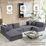 YINIX Corduroy Sectional Sofa,  U-Shaped Couch for Living Room, Apartment, Office,Grey