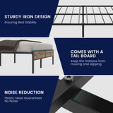 OLEVS Queen Bed Frame with Headboard, LED Light, Charging Station, No Box Spring Required