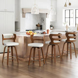 Dycanpo 26" Counter Height Bar Stools Set of 3, Swivel Counter Stools with Back for Kitchen Island, White