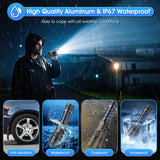 200000 High Lumens Rechargeable Flashlight with Type-C Fast Charging & 16-Hour Runtime, 5 Modes, Telescopic Zoom, Waterproof, Compact Handheld Flashlight for Camping, Hiking, Hurricane Prep