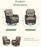 Bellefurn Luxury Patio Swivel Rocker Chairs Wicker Chair,Outdoor Swivel Chairs Set of 2,Swivel Glider Lounge Chairs with Side Table for Patio Balcony,Porch,Garden