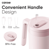 Carote 3-Pack Insulated Stainless Steel Tumbler Set with Lids, Straws & Handles (40oz,32oz,32oz) Double Wall Vacuum, Leakproof,Pink