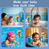 QXQ Baby Bath Toys 3-5, Dinosaur Bathtub Water Play Shower Toy for Toddlers Age 2-4, Fun Suction Cup Bath Toys for Kids Boys Girl Birthday (Ladle Color Random)