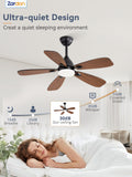 Zardon 42-inch Ceiling Fan with Light - Remote Control, 6-Speed, Black for Indoor Use