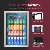 Simzlife 145 Can Beverage Refrigerator Cooler, 4.5 Cu.Ft Drink Fridge for Soda Wine Beer, Adjustable Temperature Control for Home Office, Silver