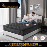 Viscountess Full Mattress 10 inch Hybrid Mattress in a Box Gel Foam Medium Firm Euro Top,Adult