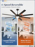 Zardon 65-Inch Ceiling Fan with Light - Remote Control, 6-Speed, Black/Electroplated Gold/Sand Nickel/Oil Bronze/Brown