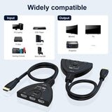 Duomigo 4K@60Hz HDTV 2.0 Switch, 3-in-1 HDTV Switcher with 1.64FT Cable, 3 Port HDTV Splitter for Xbox, PS5, PC, Supports 4K@60Hz, 1080P