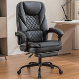 Coolhut Executive Office Chair, Big and Tall Office Chair with Foot Rest Reclining Leather Chair High Back Lumbar Support Ergonomic Office Chair with Padded Armrests