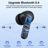 Wireless Earbuds, Bluetooth Headphones 5.4 HiFi Stereo, Wireless Earphones with ENC Noise Cancelling Mic, IP7 Waterproof in Ear Wireless Headphones, LED Digital Display Ear Buds, Touch Control, Black