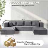 YINIX Corduroy Sectional Sofa,  U-Shaped Couch for Living Room, Apartment, Office,Grey