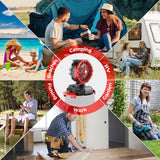 Portable Outdoor Misting Fan, Bucket Top Portable Fan, Battery Powered with 4 Fan Speeds & 4 Mist Settings for Camping, Tailgating, and Beach（Red）