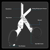 Trauma Shears, Stainless Steel Pocket Scissors Glass Breaker Emergency Response Trauma Scissors,Outdoor Camping Tools Multi-function Shears with 1piece Hook and Loop (Carbon Black)