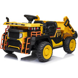 24V Ride on Toys 2 Seater Ride on Dump Truck w/ Remote Control, 2x200W Ride on Truck Car w/ Dump Bed, 3 Speeds, Shovel, Bluetooth/Music, Big Kids, Yellow