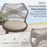 Dycanpo 26' Outdoor Bar Stools,Swivel Counter Height Stools Set of 4 with Woven Backrest&Footrest,Beige