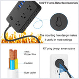 BOHASHIN Power Strip Surge Protector with USB, 4 ft long Extension Cord for 6 Widely Spaced Outlets with 4 USB Fast Charge USB Charging Ports(Black)