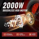 Ridingtimes GT73 Electric Motorbike 18.2AH*2 Electric BIKE with 25" tires digital screen Carbon Steel,BLACK