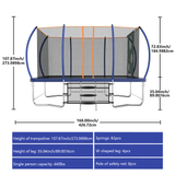 Mersco 8x14ft Large Rectangle Trampoline for Kids Adults,Big Outdoor Trampoline with Enclosure Net,Football Net & Storage Bag, Total 1600Lbs Bearing,Birthday Party Gifts,Blue