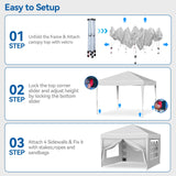 VECUKTY 10 x 10ft Pop up Canopy Tent with Sidewalls, Wheeled Bag, Shelter for Outdoor Shade, White