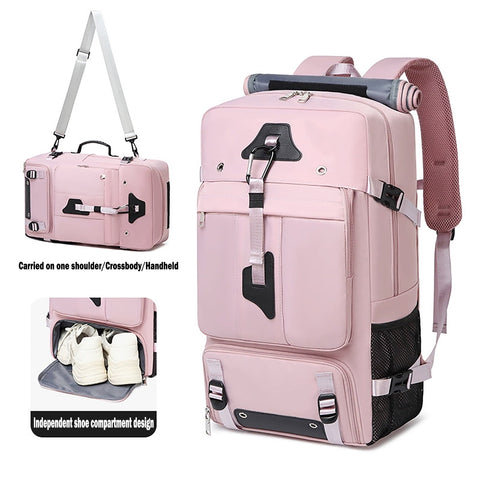 New Fashionable And Advanced Feeling Extra Larger 50L Travel Backpack For Adults, Men Women, Waterproof, Suitable For Hiking, Mountain Climbing, Business Trips Laptop Backpack Boarding Bag,Pink