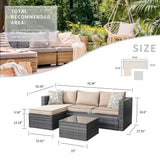 Walsunny 3 Piece Khaki Outdoor Furniture Sectional Sofa Patio Set with Silver Gray Rattan Wicker