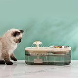 3L Cat Water Fountain with Cat Feeder 2 in 1,Pet Water Bowl Dispenser Dog Food Feeder- Beige
