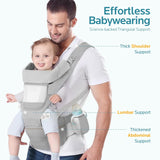 Baby Carrier with Hip Seat, Ergonomic M Position 6in1 Baby Carrier Newborn to Toddler, Adjustable Size for Enhanced Lumbar Support, Perfect for On-The-go