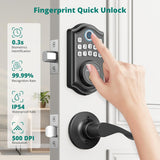 Akagear Keyless Entry Door Lock, Smart Electronic Deadbolt Door Lock with 2 Lever Handles, Front Door Lock Set,One Time Code, Auto Lock Easy to Instal, Black
