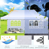 SANOPY 10' x 20' EZ Pop up Canopy Party Tent, Outdoor Event Instant Gazebo with 6 Removable Sidewalls for Camping Wedding Picnic, White-2JK