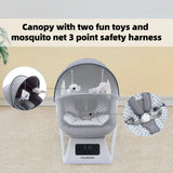 Pamo Babe Unisex Baby Swing for Newborns,5 Speeds with Remote Control,Canopy,Mosquito Net(Grey)