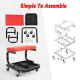 Rolling Creeper Garage/Shop Seat, Soft Padded Mechanic Stool with Segmented Tool Tray Storage, Heavy-Duty Garage Roller Seat with 4 Universal Casters, 330 LBS Capacity