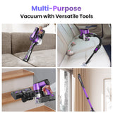 Cordless Vacuum Cleaner,45Kpa 60min Runtime Lightweight Stick Vacuum,8 in1 Self-Standing,Rechargeable Vacuum Cleaners for Pet Hair,Carpet,Hardwood Floor V870(Purple)