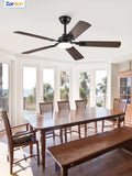 Zardon 52" Modern Black Ceiling Fan with Light and Remote Control, Ultra-Quiet DC Motor, 3 Color Temperatures, Timer for Bedroom and Living Room