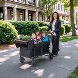 SACVON Toddler Stroller Wagon for 4 Kids with Cooler Bag,Parent Organizer,5-Point Harnesses,Black