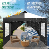 SANOPY 10'x10' EZ Pop Up Canopy with Top Vent, Large Commercial Tent, Waterproof and Sunproof with 4 Removable Sidewalls, Suitable for Weddings come with 4 Sandbags (Black)