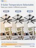 Zardon 72 inch Large Ceiling Fans with Lights and Remote, 6 Speed Reversible DC Motor, Dual Finish 8 Blades-Black