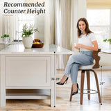 Dycanpo 26" Counter Height Bar Stools Set of 3, Swivel Counter Stools with Back for Kitchen Island, White