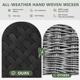 Aoxun 8 Piece Patio Furniture Set with 44” Fire Pit Table Wicker Rattan Patio Sectional Sofa Set Outdoor Seating Furniture with 4'' Thickened Cushion, Gray (Include Waterproof Cover)