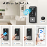 SANOPY G6 Smart Deadbolt Door Lock with Keypad, Built-in WiFi, Fingerprint Door Lock, Keyless Entry Electronic Dead Bolt, Auto Lock&One Touch Lock, App Control, Black
