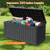 CIRUI 260 Gallon Outdoor Storage Box with Lockable Lid, Extra Large Waterproof Patio Resin Deck Box with 1000lbs Surface Loading, Home Storage Box for Patio, Cushions,Toys, Black