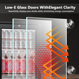 Simzlife Back Bar Cooler With 2 Glass Swing Doors, Under Counter Back Bar Refrigerator with LED Lighting, 7.4 Cu.Ft Counter Height Refrigerator for Beer, Soda Drinks, Wine, Black