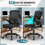 Coolhut Ergonomic Office Chair, Task Chair, Comfort Desk Chair with Adjustable Lumbar Support and Flip up Arms, 300lb, Black