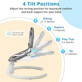 SACVON Baby Swing for Infants, Baby Rocker with 5 Point Harness, Bluetooth Support, 8 Preset Lullabies, 3 Speed Natural, with Remote Control and 2 Hanging Toys, Dark Gray