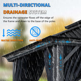 SANOPY 12'x20' Hard Top Patio Gazebo for Backyard with Mesh and Privacy Curtains, Gazebos Shelter with Display Shelves, Steel Frame, Patio Covers for Shade and Rain