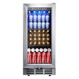 Simzlife Beverage Refrigerator Cooler-127 Cans Freestanding Mini Fridge Cooler with Glass Door, Adjustable Shelves & Digital Temperature Display for Soda, Wine or Beer (silver, 3.2 Cu.Ft)