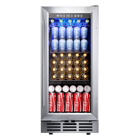 Simzlife Beverage Refrigerator Cooler-127 Cans Freestanding Mini Fridge Cooler with Glass Door, Adjustable Shelves & Digital Temperature Display for Soda, Wine or Beer (silver, 3.2 Cu.Ft)