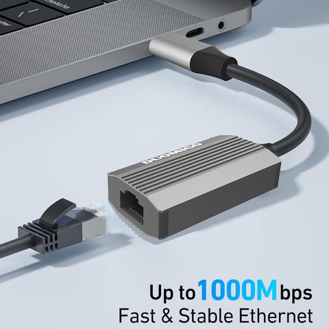 Duomigo 2-in-1 USB 3.0 and Type-C to Gigabit Ethernet Adapter,1Gbps Gigabit RJ45 Converter,Plug & Play Driver-Free LAN Network Adapter for Laptop, Mac,PC,Surface Pro,Chromebook